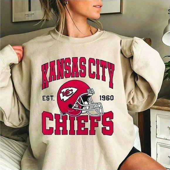 90S Retro Kc Chiefs Sweatshirt- Vintage Kansas City - Picture 1 of 4